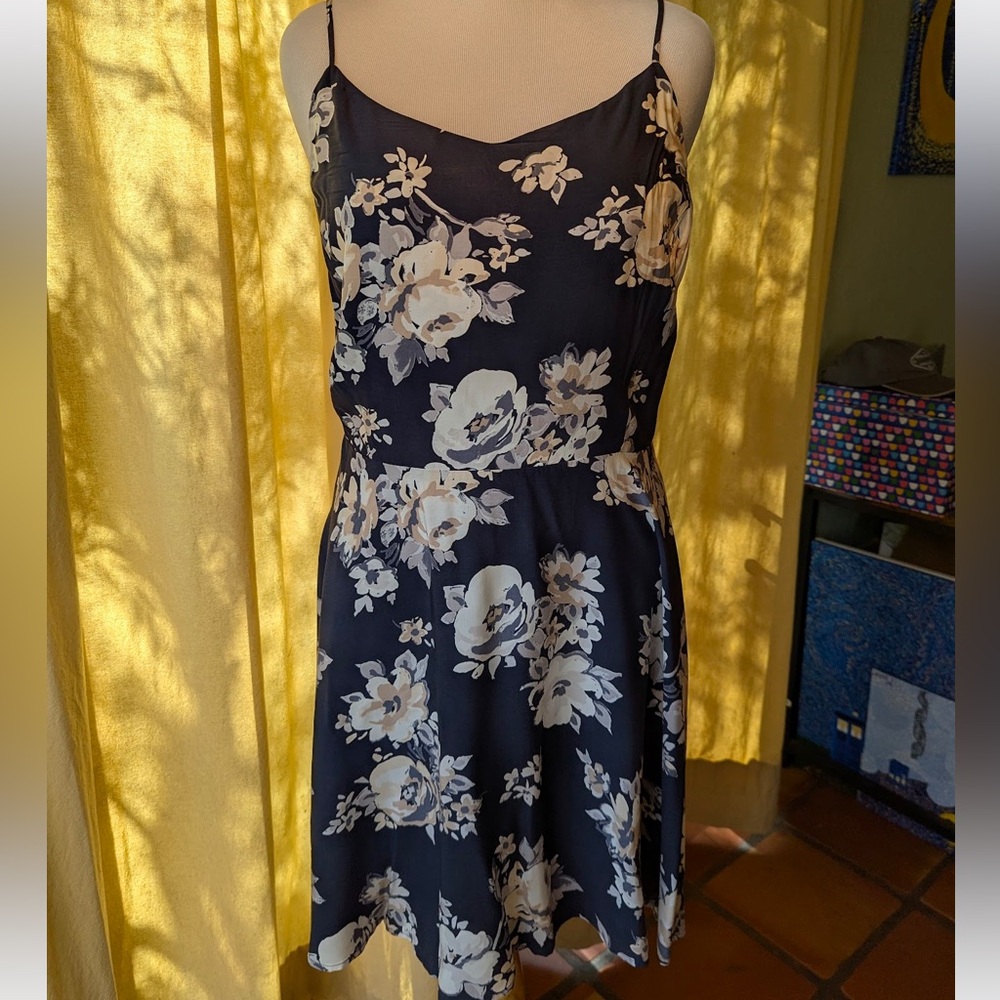 Floral Fit and Flare Spaghetti Adjustable Strap Dress
